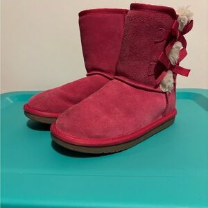 Koolaburra by UGG Girls Pink Winter Boots with Bows and Sherpa